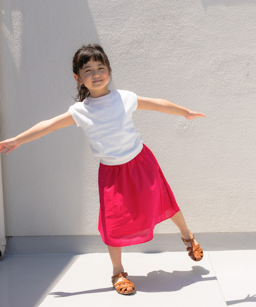 URBAN RESEARCH DOORS（アーバンリサーチドアーズ）の「『親子リンク』コットンローンギャザースカート(KIDS)（その他パンツ・キッズ・ピンク/グリーン・105/120/135）」の18枚目の写真