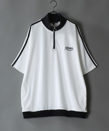 SITRY | Big silhouette one point stitch half zip polo shirt  / ビッグシルエット ワンポイント 刺繍 ハーフジップ 半袖 ポロシャツ(ポロシャツ)