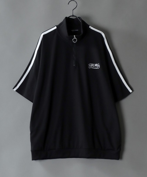 SITRY(シトリー)の「Big silhouette one point stitch half zip polo shirt / ビッグシルエット ワンポイント 刺繍 ハーフジップ 半袖 ポロシャツ(ポロシャツ・メンズ・ホワイト/オレンジ/ブラック・M/L)」の3枚目の写真