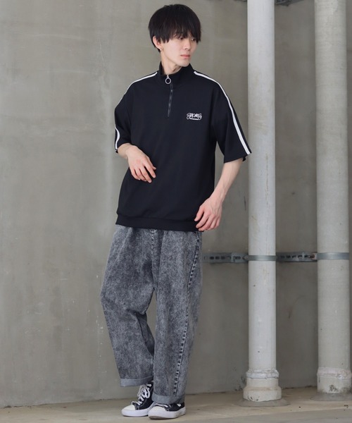 SITRY(シトリー)の「Big silhouette one point stitch half zip polo shirt / ビッグシルエット ワンポイント 刺繍 ハーフジップ 半袖 ポロシャツ(ポロシャツ・メンズ・ホワイト/オレンジ/ブラック・M/L)」の18枚目の写真