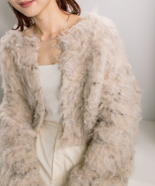 mystic（ミスティック）の「【NEWカラー登場】クッキーシャギーカーディガン（カーディガン/ボレロ・レディース・チャコールグレー/ベージュ/ブルー/ライトグレー/オフホワイト・FREE）」の6枚目の写真