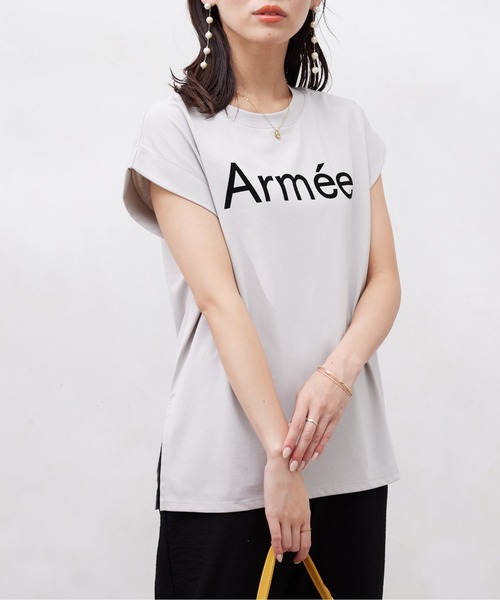 Chez toi（シェトワ）の「機能素材ノースリロゴプルオーバー（Tシャツ/カットソー・レディース・グレイッシュベージュ/ブラック/オフホワイト・FREE）」の3枚目の写真