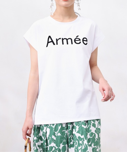 Chez toi（シェトワ）の「機能素材ノースリロゴプルオーバー（Tシャツ/カットソー・レディース・グレイッシュベージュ/ブラック/オフホワイト・FREE）」の6枚目の写真