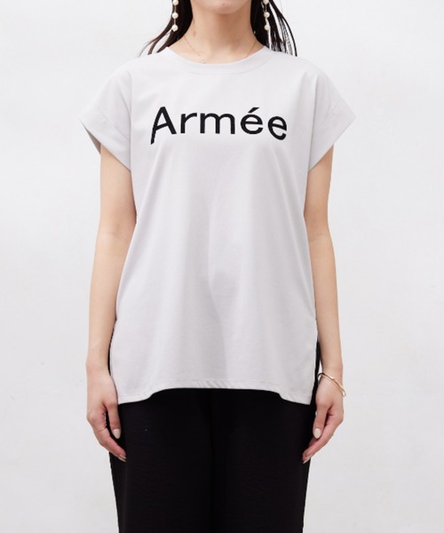 Chez toi（シェトワ）の「機能素材ノースリロゴプルオーバー（Tシャツ/カットソー・レディース・グレイッシュベージュ/ブラック/オフホワイト・FREE）」の20枚目の写真