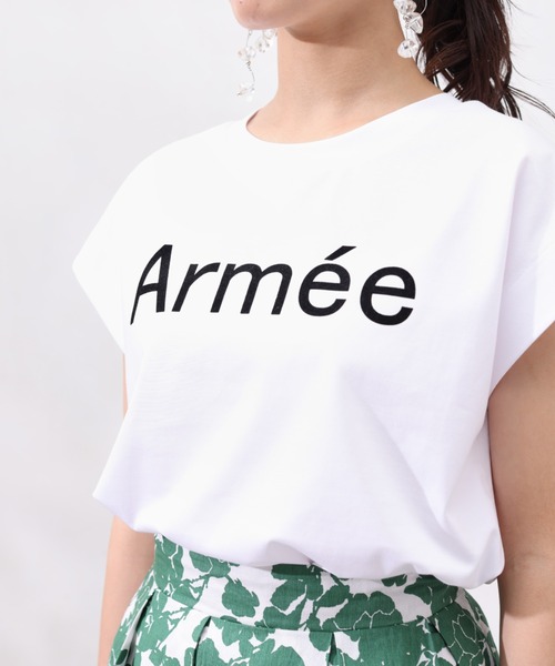 Chez toi（シェトワ）の「機能素材ノースリロゴプルオーバー（Tシャツ/カットソー・レディース・グレイッシュベージュ/ブラック/オフホワイト・FREE）」の18枚目の写真