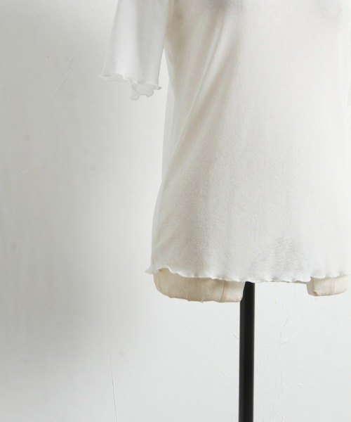 &. NOSTALGIA(アンドドットノスタルジア)の「シアーネット半袖プルオーバー(Tシャツ/カットソー・レディース・ブラック/オフホワイト・FREE)」の8枚目の写真