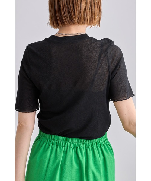 &. NOSTALGIA(アンドドットノスタルジア)の「シアーネット半袖プルオーバー(Tシャツ/カットソー・レディース・ブラック/オフホワイト・FREE)」の3枚目の写真