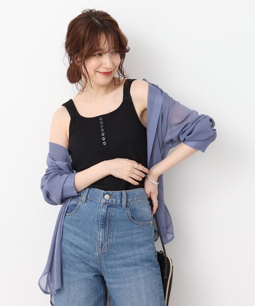 Cutie Blonde（キューティーブロンド）の「◆大人ヘルシーコーデに！ カップ付きタンク（タンクトップ・レディース・ブラック/ナチュラル・03/02）」の8枚目の写真