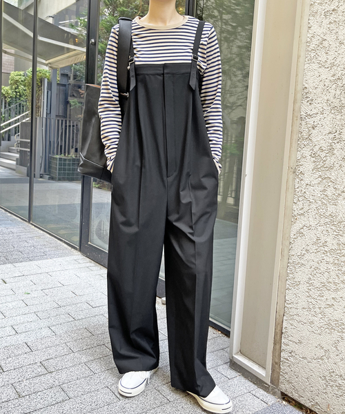 Spick & Span ストライプ ベアオールインワン　38 ネイビー Spick & Span - Spick and Span ストライプベアオールインワン