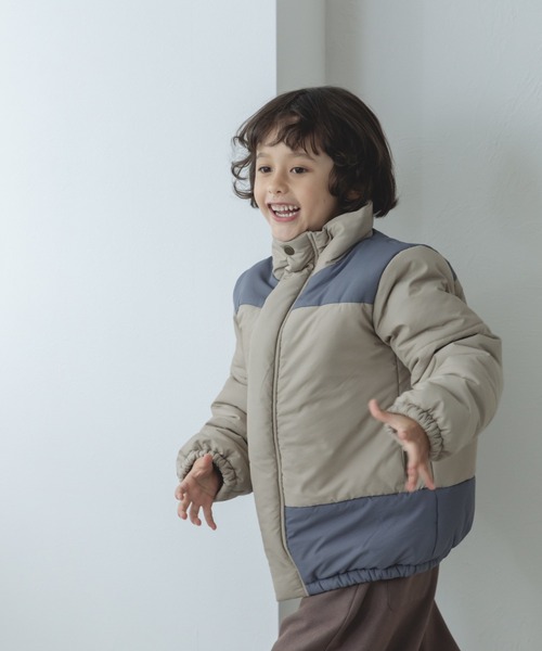 名作 バレンシアガ コットンシルク混 バイカラー 中綿入り ジップアップコート ハイネック 切替 バイカラー中綿ジャケット（その他アウター