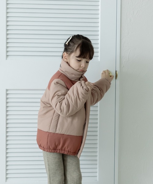 pairmanon（ペアマノン）の「ハイネック 切替 バイカラー中綿ジャケット（その他アウター・キッズ・モカ/ブルー系その他3/テラコッタ/カーキ・140/120/100/130/150/110/90）」の3枚目の写真