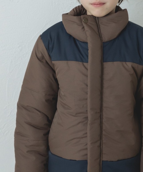 pairmanon（ペアマノン）の「ハイネック 切替 バイカラー中綿ジャケット（その他アウター・キッズ・モカ/ブルー系その他3/テラコッタ/カーキ・140/120/100/130/150/110/90）」の5枚目の写真