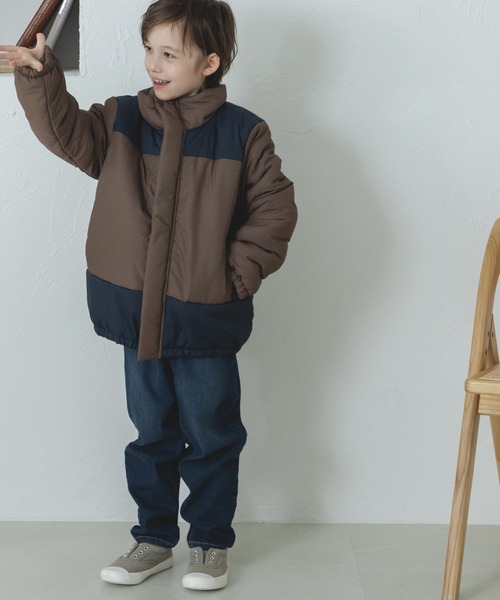 pairmanon（ペアマノン）の「ハイネック 切替 バイカラー中綿ジャケット（その他アウター・キッズ・モカ/ブルー系その他3/テラコッタ/カーキ・140/120/100/130/150/110/90）」の6枚目の写真