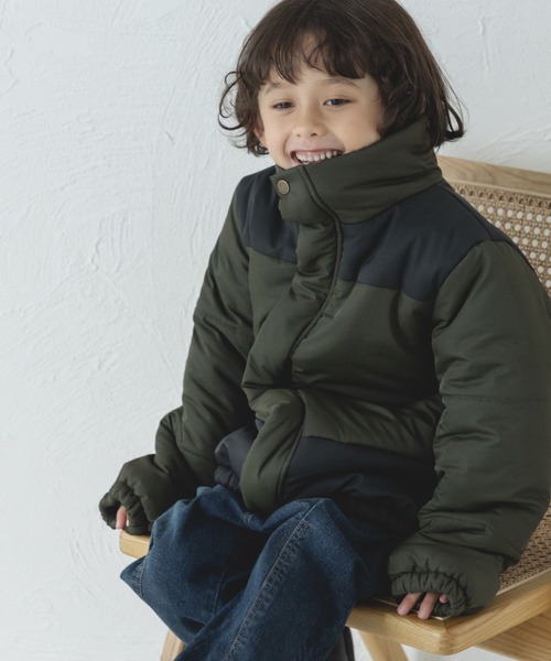 pairmanon（ペアマノン）の「ハイネック 切替 バイカラー中綿ジャケット（その他アウター・キッズ・モカ/ブルー系その他3/テラコッタ/カーキ・140/120/100/130/150/110/90）」の7枚目の写真