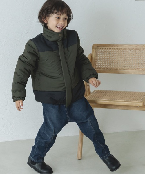 ハイネック 切替 バイカラー中綿ジャケット（その他アウター