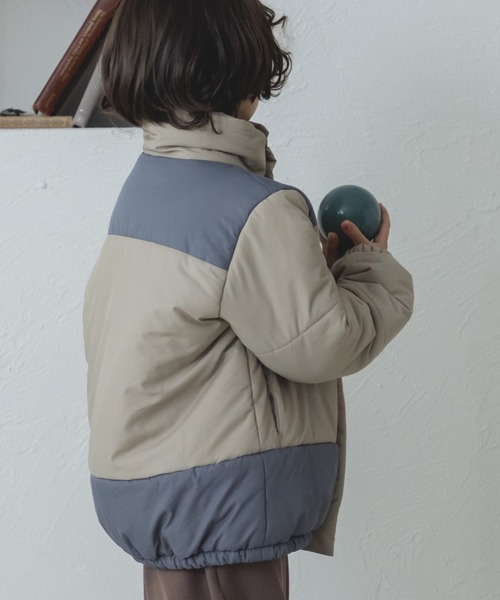pairmanon（ペアマノン）の「ハイネック 切替 バイカラー中綿ジャケット（その他アウター・キッズ・モカ/ブルー系その他3/テラコッタ/カーキ・140/120/100/130/150/110/90）」の9枚目の写真