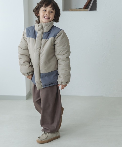 ハイネック 切替 バイカラー中綿ジャケット（その他アウター