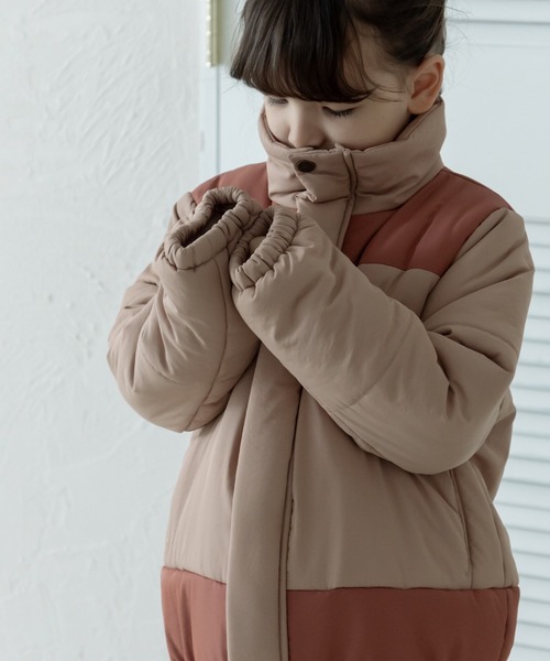 pairmanon（ペアマノン）の「ハイネック 切替 バイカラー中綿ジャケット（その他アウター・キッズ・モカ/ブルー系その他3/テラコッタ/カーキ・140/120/100/130/150/110/90）」の11枚目の写真