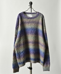 【ADAMPATEK/アダムパテック】space dye brushed gradation boucle crew neck / グラデーションブークレクルーネック