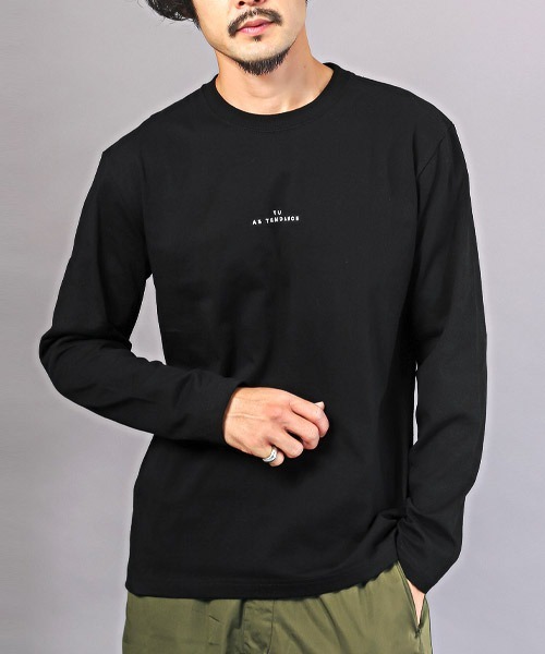 LUXSTYLE(ラグスタイル)の「TRAP/U(トラップユー)天竺刺繍ロゴロンT(Tシャツ/カットソー・メンズ・ブラック/ホワイト・L/M)」の1枚目の写真