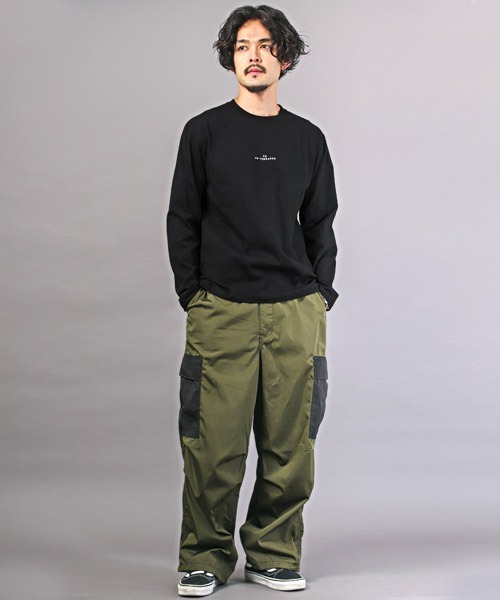LUXSTYLE(ラグスタイル)の「TRAP/U(トラップユー)天竺刺繍ロゴロンT(Tシャツ/カットソー・メンズ・ブラック/ホワイト・L/M)」の5枚目の写真