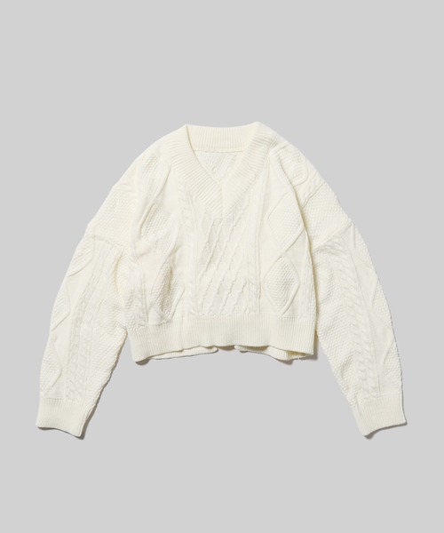 ROOPTOKYO（ループトウキョウ）の「Short Cable Knit / ショート丈 ケーブルリボンニット（ニット/セーター・レディース・ホワイト/ブラック/カーキ・FREE）」の15枚目の写真