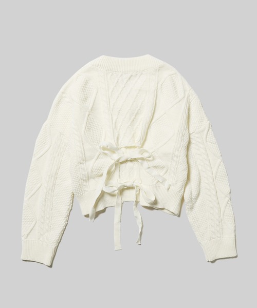 ROOPTOKYO（ループトウキョウ）の「Short Cable Knit / ショート丈 ケーブルリボンニット（ニット/セーター・レディース・ホワイト/ブラック/カーキ・FREE）」の16枚目の写真