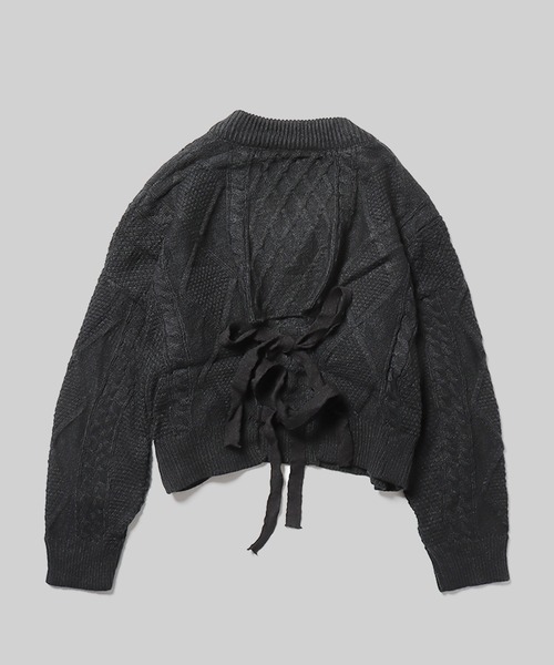 ROOPTOKYO（ループトウキョウ）の「Short Cable Knit / ショート丈 ケーブルリボンニット（ニット/セーター・レディース・ホワイト/ブラック/カーキ・FREE）」の18枚目の写真