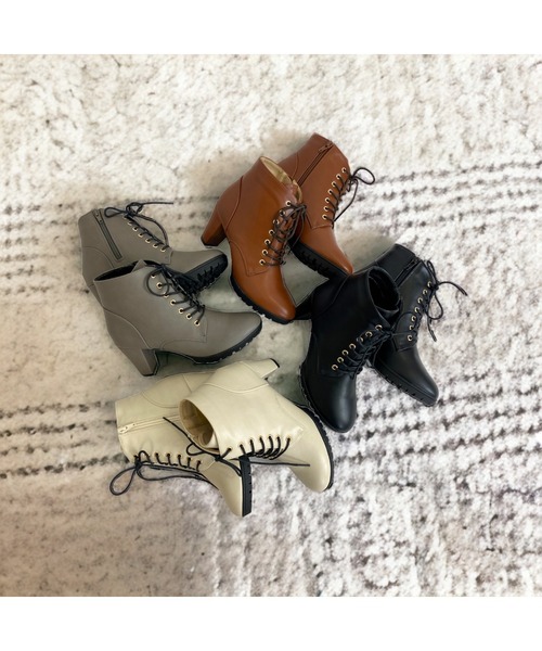 Sugar Sugar（シュガーシュガー）の「【SUGAR SUGARシュガーシュガー】レースアップブーツ（ブーツ・レディース・グレー/キャメル/アイボリー/ブラック・S/M/L/LL）」の21枚目の写真