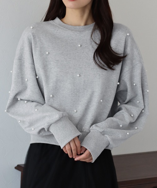 BLUEEAST（ブルーイースト）の「パール付きスウェット（スウェット・レディース・ホワイト/ピンク/ブラック/ネイビー/モカ/グレー・MEDIUM）」の4枚目の写真