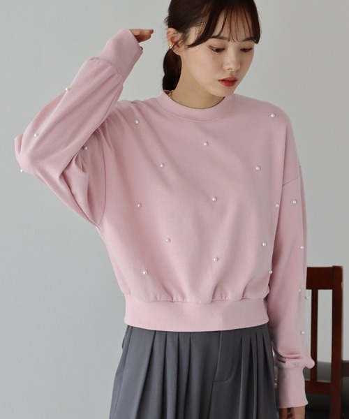 BLUEEAST（ブルーイースト）の「パール付きスウェット（スウェット・レディース・ホワイト/ピンク/ブラック/ネイビー/モカ/グレー・MEDIUM）」の10枚目の写真