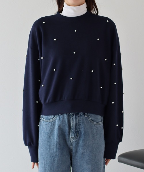 BLUEEAST（ブルーイースト）の「パール付きスウェット（スウェット・レディース・ホワイト/ピンク/ブラック/ネイビー/モカ/グレー・MEDIUM）」の18枚目の写真