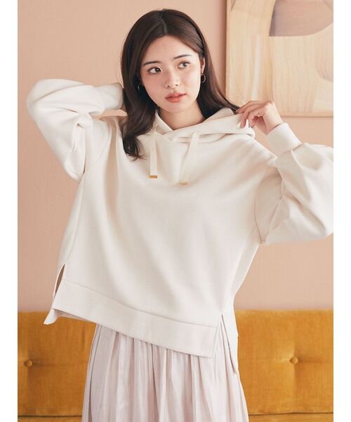 earth music&ecology（アースミュージックアンドエコロジー）の「ダンボールパーカー（スウェット・レディース・アイボリー/サックスブルー/ブラウン/ラベンダー/ダークグレー/イエロー・FREE）」の8枚目の写真