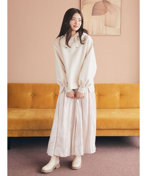 earth music&ecology（アースミュージックアンドエコロジー）の「ダンボールパーカー（スウェット・レディース・アイボリー/サックスブルー/ブラウン/ラベンダー/ダークグレー/イエロー・FREE）」の10枚目の写真