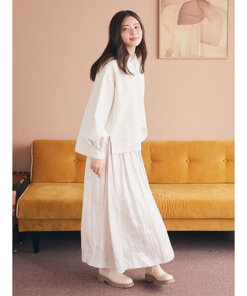 earth music&ecology（アースミュージックアンドエコロジー）の「ダンボールパーカー（スウェット・レディース・アイボリー/サックスブルー/ブラウン/ラベンダー/ダークグレー/イエロー・FREE）」の11枚目の写真