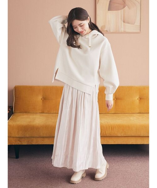 earth music&ecology（アースミュージックアンドエコロジー）の「ダンボールパーカー（スウェット・レディース・アイボリー/サックスブルー/ブラウン/ラベンダー/ダークグレー/イエロー・FREE）」の12枚目の写真