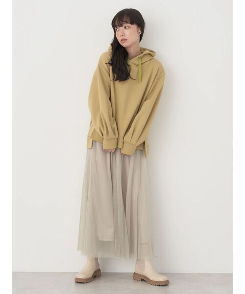 earth music&ecology（アースミュージックアンドエコロジー）の「ダンボールパーカー（スウェット・レディース・アイボリー/サックスブルー/ブラウン/ラベンダー/ダークグレー/イエロー・FREE）」の16枚目の写真