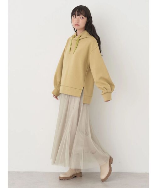 earth music&ecology（アースミュージックアンドエコロジー）の「ダンボールパーカー（スウェット・レディース・アイボリー/サックスブルー/ブラウン/ラベンダー/ダークグレー/イエロー・FREE）」の17枚目の写真