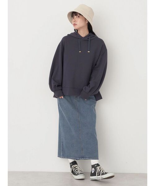 earth music&ecology（アースミュージックアンドエコロジー）の「ダンボールパーカー（スウェット・レディース・アイボリー/サックスブルー/ブラウン/ラベンダー/ダークグレー/イエロー・FREE）」の20枚目の写真