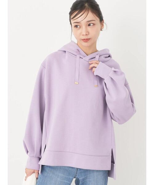 earth music&ecology（アースミュージックアンドエコロジー）の「ダンボールパーカー（スウェット・レディース・アイボリー/サックスブルー/ブラウン/ラベンダー/ダークグレー/イエロー・FREE）」の5枚目の写真