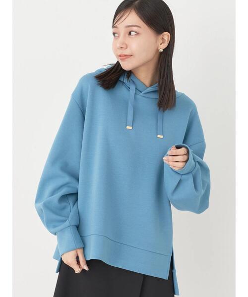 earth music&ecology（アースミュージックアンドエコロジー）の「ダンボールパーカー（スウェット・レディース・アイボリー/サックスブルー/ブラウン/ラベンダー/ダークグレー/イエロー・FREE）」の4枚目の写真