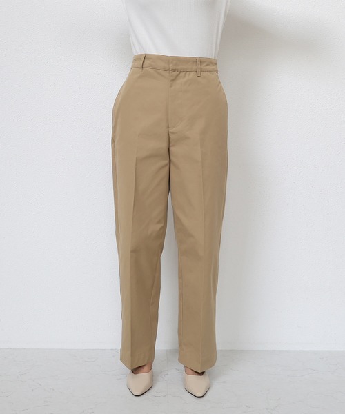 andme（アンドミー）の「ハイウエストセンタープレスチノロングパンツ（チノパンツ・レディース・アイボリー/ブラウン/ブラック/ベージュ・M/L）」の16枚目の写真