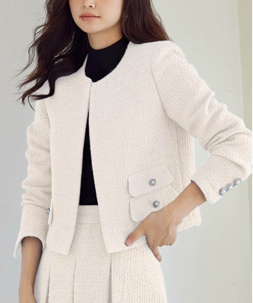 La-gemme（ラジェム）の「ツイードショートジャケット（その他アウター・レディース・ホワイト/ブラック/ブルー・L/M）」の9枚目の写真