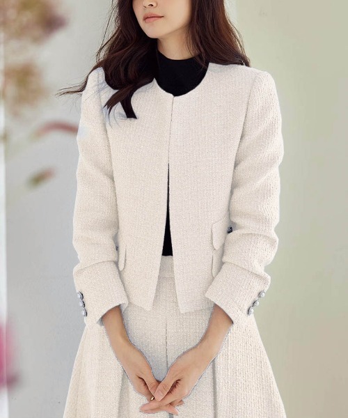 La-gemme（ラジェム）の「ツイードショートジャケット（その他アウター・レディース・ホワイト/ブラック/ブルー・L/M）」の10枚目の写真