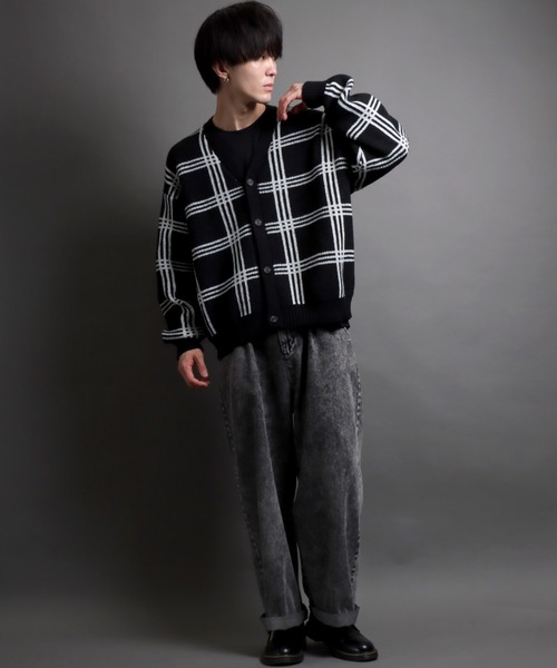 SITRY(シトリー)の「jacquard knitting cardigan/ジャガード ニット カーディガン/アーガイル/チェック/カーデ(カーディガン/ボレロ・メンズ・ブラック系その他/グレー系その他/グレー/ブラック・L/M)」の11枚目の写真