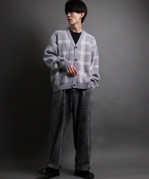 SITRY(シトリー)の「jacquard knitting cardigan/ジャガード ニット カーディガン/アーガイル/チェック/カーデ(カーディガン/ボレロ・メンズ・ブラック系その他/グレー系その他/グレー/ブラック・L/M)」の12枚目の写真