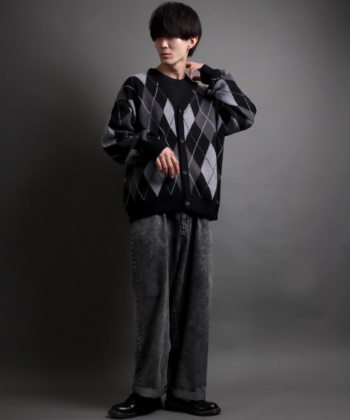SITRY(シトリー)の「jacquard knitting cardigan/ジャガード ニット カーディガン/アーガイル/チェック/カーデ(カーディガン/ボレロ・メンズ・ブラック系その他/グレー系その他/グレー/ブラック・L/M)」の17枚目の写真