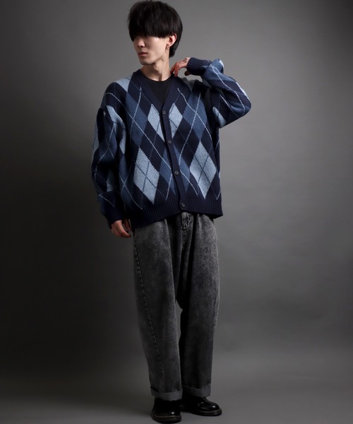 SITRY(シトリー)の「jacquard knitting cardigan/ジャガード ニット カーディガン/アーガイル/チェック/カーデ(カーディガン/ボレロ・メンズ・ブラック系その他/グレー系その他/グレー/ブラック・L/M)」の18枚目の写真