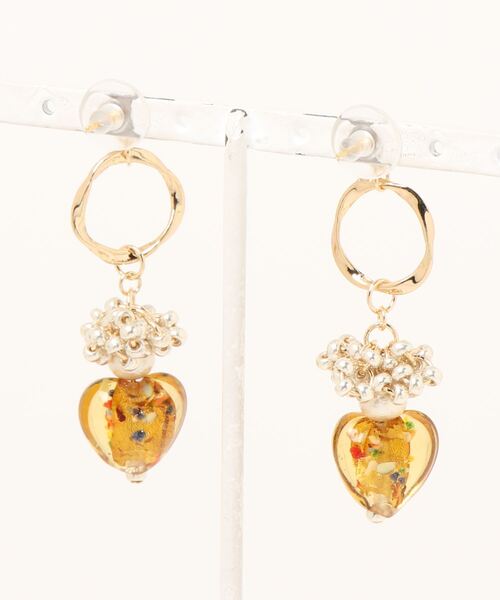 tone(トーン)の「【amechan】Glass Heart(ピアス)(MA)(ピアス(両耳用)・レディース・ブラウン/ホワイト・FREE)」の15枚目の写真