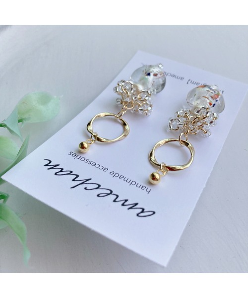 tone(トーン)の「【amechan】Glass Heart(ピアス)(MA)(ピアス(両耳用)・レディース・ブラウン/ホワイト・FREE)」の4枚目の写真